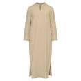 thumbnail image 4 of IWRICH Muslim Thobe for Men Button down Caftans Big and Tall Arab Thobe Khaki M, 4 of 4