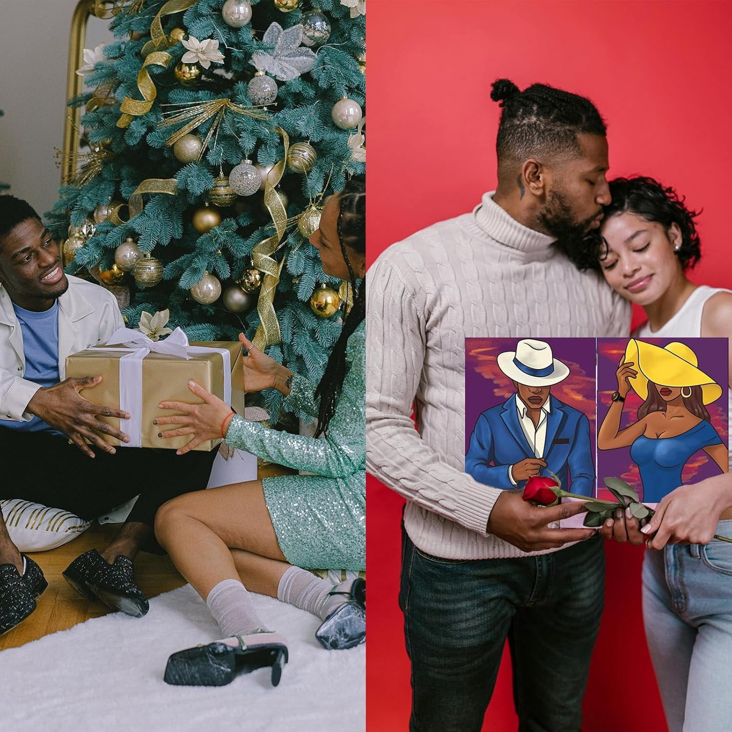 2 Pack  and Sip Canvas Painting Kit Pre Drawn Canvas for Painting for adults Stretched Canvas Couples  Date Night Anniversary Couple  Party 8X10 Ladies Gentlemen