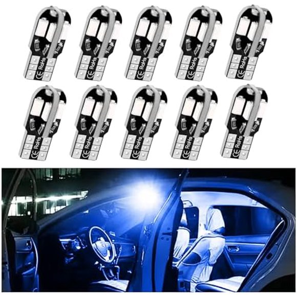 10PCS T10 Interior Car Lights,12V Super Bright T10 LED Bulb for Map Lights,Reading Lights,License Plate Lights,Universal 5630 8SMD Car LED Lights Car Accessories (Ice Blue) Ice Blue Ice Blue