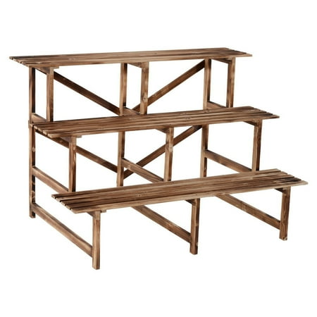 Outsunny 47 In Wooden 3 Tier Step Style Plant Stand Com Wooden 3 Tier Step Style Plant Stand