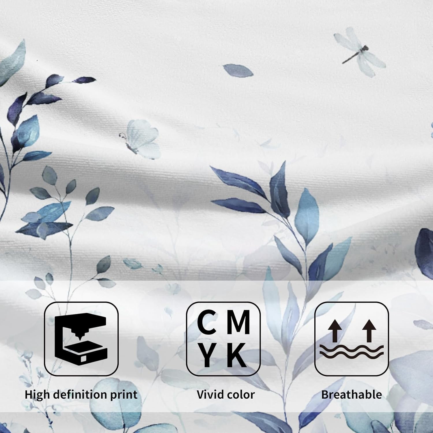Blue Eucalyptus Leaves Hand Towels Set of 2, Botanical Leaf Floral Face Towel 28X14 inch, Quick Dry Ultra Absorbent Soft Washcloths for Kitchen Bathroom Yoga Workout Gym