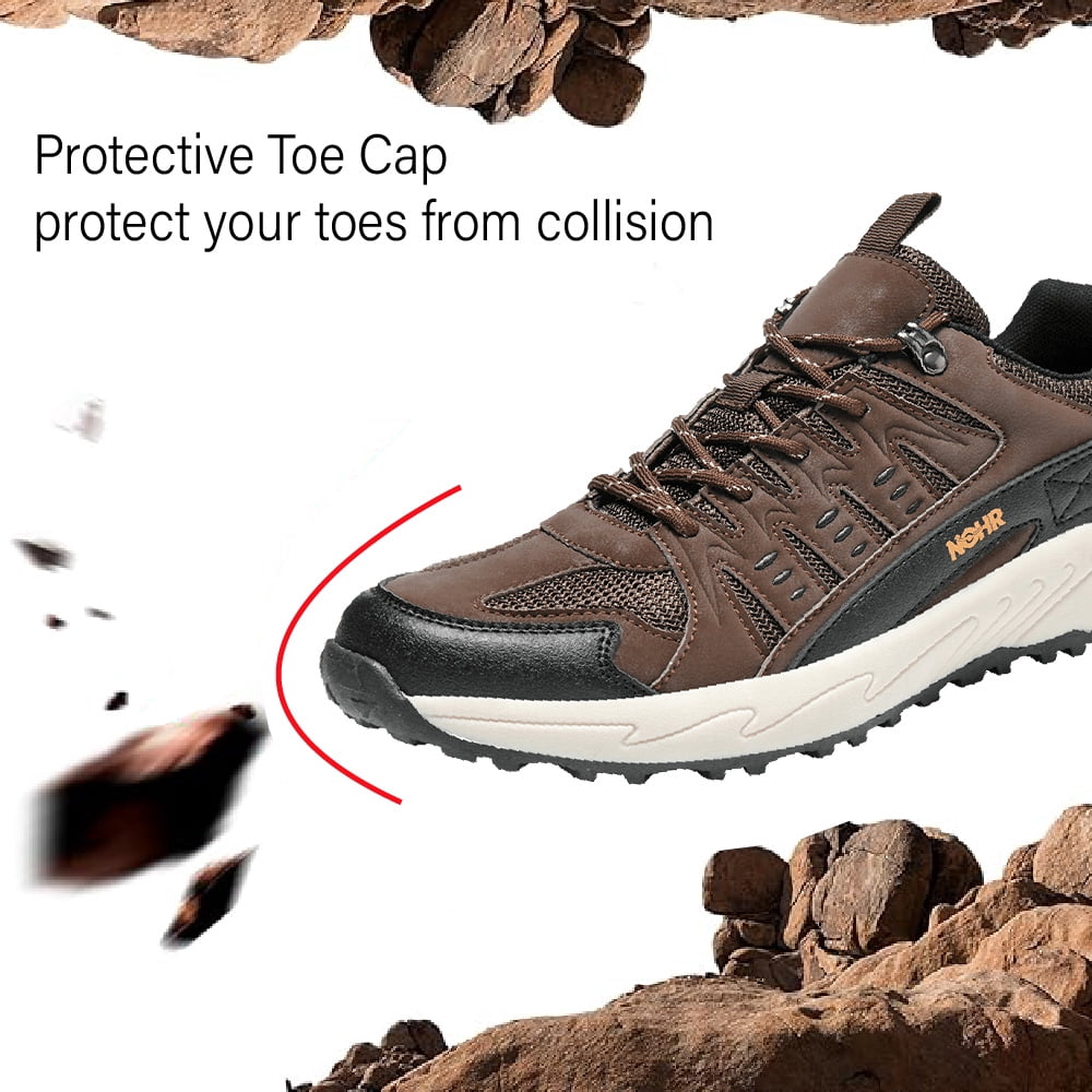 Mens Hiking Shoes Outdoor Lightweight Non-slip Breathable Sneakers Trekking Waterproof Comfortable Off-Road Shoes Brown 9.5 US