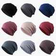 thumbnail image 2 of Gorro de color liso, tipo jersey, para otoño e invierno, con placa ligera y cálida de terciopelo, para hombre y mujer, versión coreana, 2 of 5