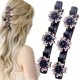 thumbnail image 1 of 2 pinzas para el pelo trenzadas con piedras de cristal brillantes, 2024 nuevas bandas para el pelo de tela satinada con diamantes de imitación y trébol de cuatro hojas, pinzas con forma de pico de pat, 1 of 7