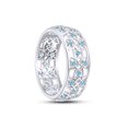 thumbnail image 4 of AFFY Round Simulated Aquamarine Hollowing Flower Ring for Women 14K White Gold over Silver-11, 4 of 5