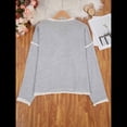 thumbnail image 4 of Suéteres Casuales de Larga con Cuello en V para Mujer, Suéteres Sueltos de Punto Grueso y Suave, Sudaderas, Tops. Gris XXXL, 4 of 8