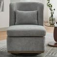 thumbnail image 2 of Hassch 360° Swivel Barrel Chair in Gray Chenille Upholstery, Modern Armless Accent Chair with Pillow and Metal Base for Living Room & Bedroom, 2 of 8