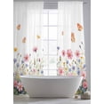 thumbnail image 5 of Wild Flowers Sheer Curtains 96 Inch Length 2 Panels Set, Spring Butterfly Watercolor Country Floral Voile Window Treatment Semi Sheer Long Curtains Drapes for Bedroom/Living Room/Kitchen 52"x96"x2, 5 of 7