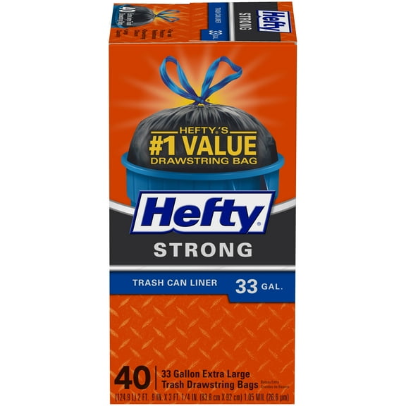 Hefty® Strong 33 Gallon Trash Can Liner Extra Large Trash Drawstring Bags 40 ct Box