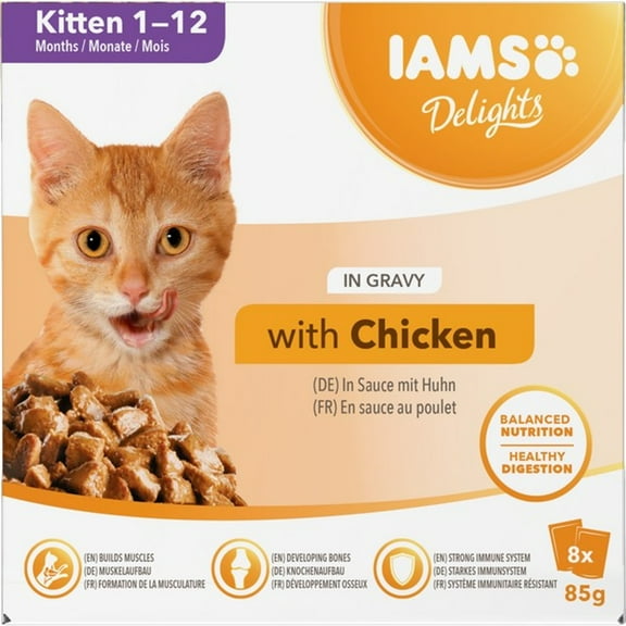 Iams Delights Kitten in Gravy Cat Food 8pk (8 x 85G)