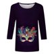 thumbnail image 4 of Camiseta Suelta de Cuello Redondo con Impresión de Carnaval para las Mujeres de Manga 3/4, 4 of 5