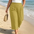 thumbnail image 4 of Khunlpohl Womens Capri Pants Plus Size Wide Legs Palazzo Elastic High Waist Pant Casual Baggy Plain Capris Trousers with Pockets, 4 of 7