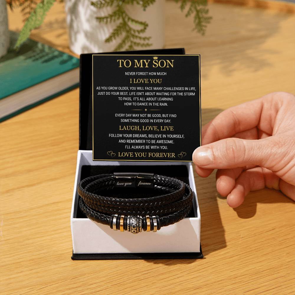 To My Son - Love You Forever Bracelet, Jewelry for Men with Heartfelt Message Card for Birthday, Graduation, or Christmas, Sentimental Gift from Mom or Dad