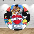 thumbnail image 3 of Fondo de fiesta redondo personalizado con nombre y edad de la Patrulla Canina, cubierta de fondo con temática de cachorros bonitos, fondo de cumpleaños para niños y bebés, pancarta de estudio fotográf, 3 of 5