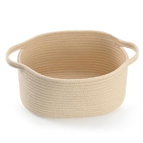 Cute Woven Gift Basket – Beige Empty Gift Basket for Nursery, Baby Shower Gifts, Birthday, Wedding, Boo Baskets for Christmas Thanksgiving, Decorative Storage Bin for Toys, Diapers, Books