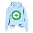 thumbnail image 2 of Womens Tops St. Patrick's Day Round Neck Long Sleeved Casual Printed Loose Hooded Sweatshirts Light Blue 2XL, 2 of 3