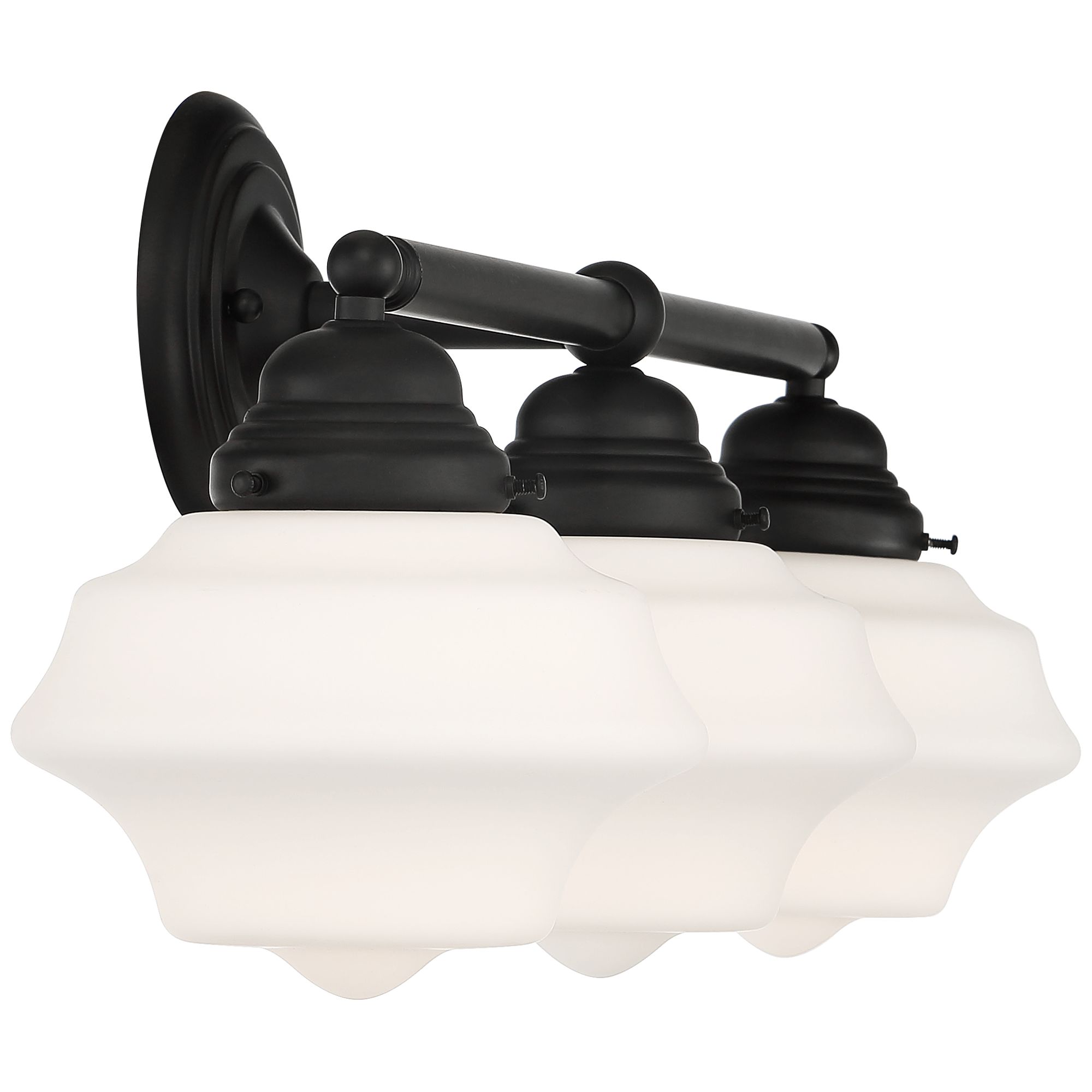 Possini Euro Design Astrid Modern Wall Light Black Metal Hardwire 27 1/4" 3-Light Fixture Opal White Glass Shade for Bedroom Bathroom Living Room
