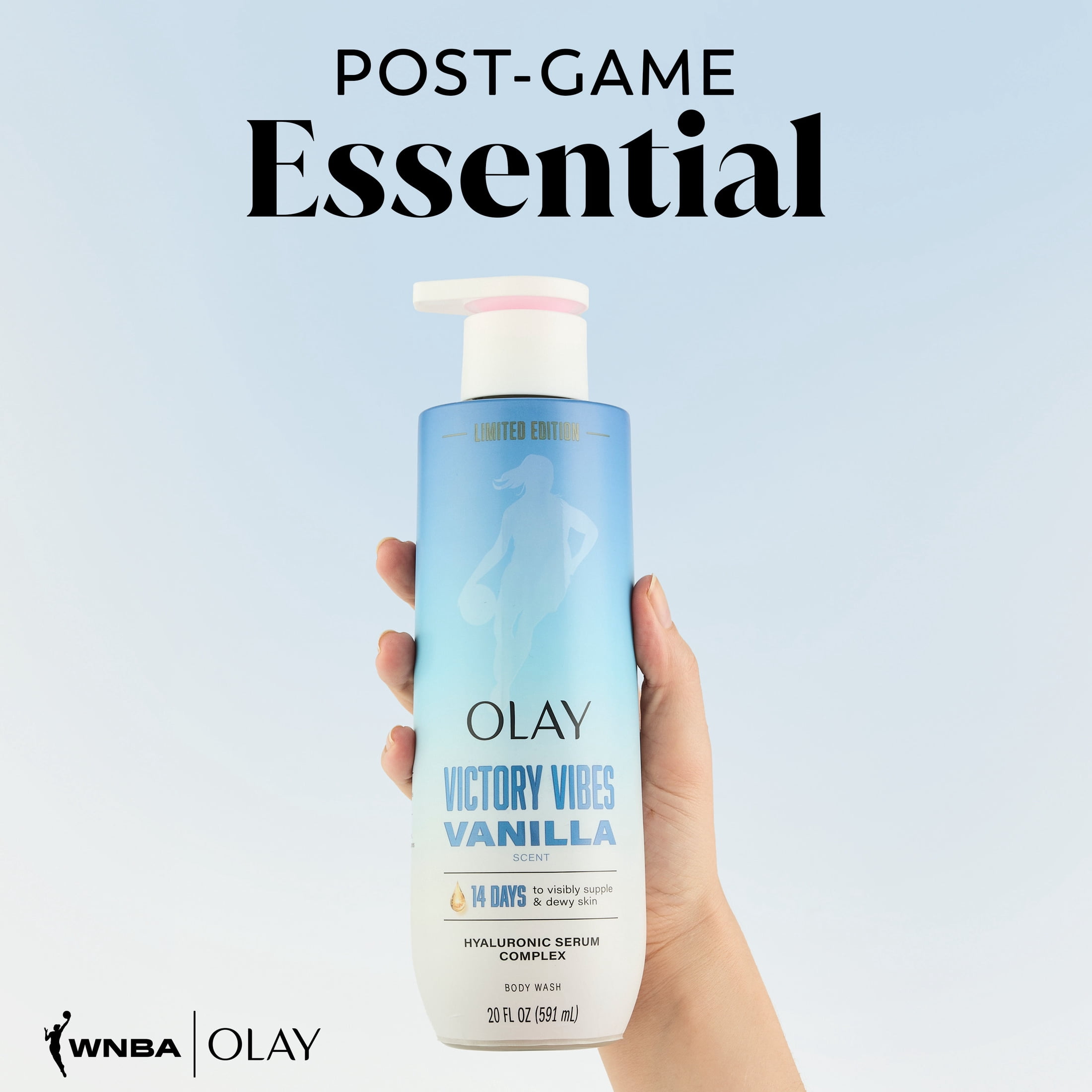 Olay Intensely Hydrating Body Wash with Hyaluronic Serum Complex, Victory Vibes Vanilla Scent, 20 fl oz