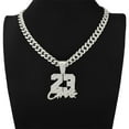 thumbnail image 2 of Hip Hop Cuban Chains Number 23&Letters Pendant Necklace With 13mm Miami Cuban Chain Iced Out Bling HipHop Necklaces Fashion Jewelry, 2 of 7