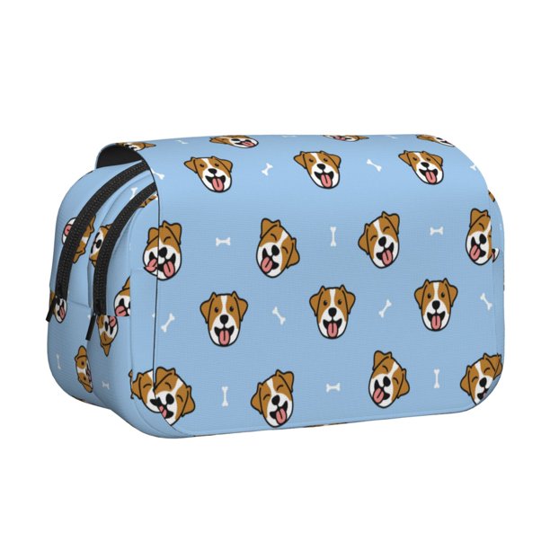 Disketp Terrier Estuche de Lápices de Doble Capa con Tapa Abatible y Cremallera, Organizador Escolar para Adolescentes y Adultos