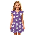 thumbnail image 4 of FYDUU Halloween Dresses for Girls Nightgowns Flutter Sleeve Sleepwear Soft Princess Nightdress Summer Casual Nightgown Cartoon Print Dress 8-9 Years, 4 of 5