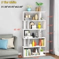 thumbnail image 3 of Dfw 5-Tier Geometric Storage Shelf/Bookshelf,S Shaped Bookcase,Freestanding Room Divider,Industrial Home Office Decor Wood Open Storage Display Shelf for Living Room (1,White),White Particle Board, 3 of 5