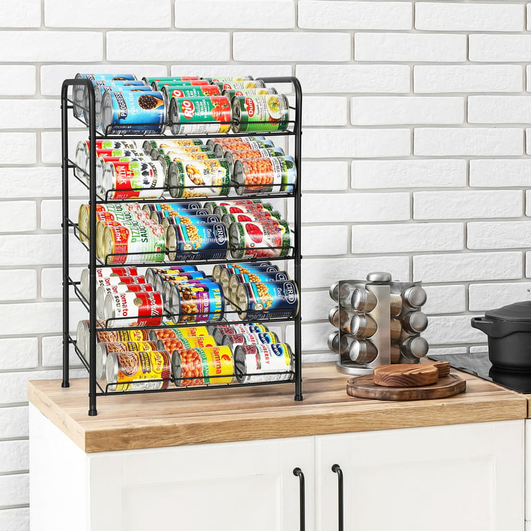 Wadavr Can Organizer for Pantry, Can Rack Organizer Holds Up 60 Cans, Can Storage Organizer Rack for Canned Food Kitchen Cabinet Pantry Countertop, Black