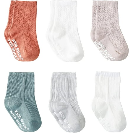 

Baby Girl Boy Crew Socks with s Toddler Infant Non Skid Cotton Socks 6 Pack. Assorted Color. 6-12 Months. 1-3T