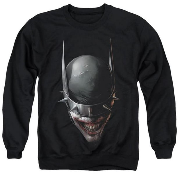 Batman & Batman Qui Rit Sweat-Shirt à Col Rond Adulte Tête & 44; Noir - 2X