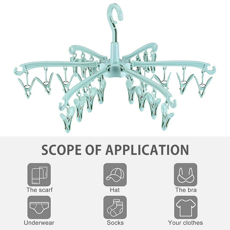 Rivama Clothes Drying Hanger with 32 Clips,Baby Clothes Drying Rack,Sock  Clips for Laundry Foldable Clothes Hangers for Drying