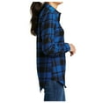 thumbnail image 3 of Yellow Rooster Flannel Shirts For Women Plaid Jackets Long Sleeve Button Down Royal/ Black M, 3 of 6