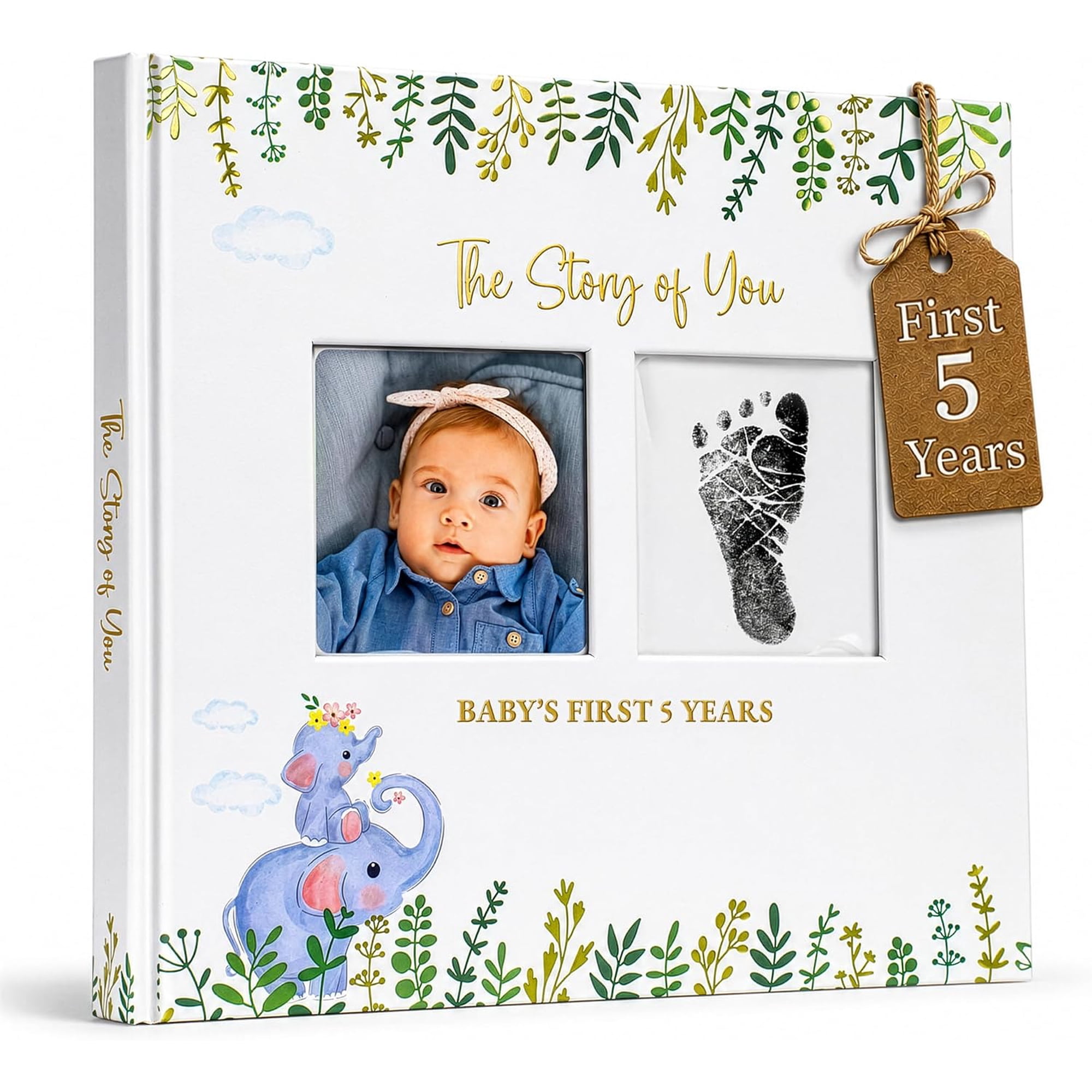 Keepsake Baby Memory Book for Boys and Girls | First 5 Years Baby Book Journal with Photo Album - Scrapbook Kit for Milestones, Gender Neutral Gifts