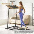 thumbnail image 6 of 36 Treadmill Desk, Mobile Small Standing Desk with Wheels for Walking Pad, Portable Table for Laptop, Rolling Table Adjustable Height, Bedside Table，Brown, 6 of 9