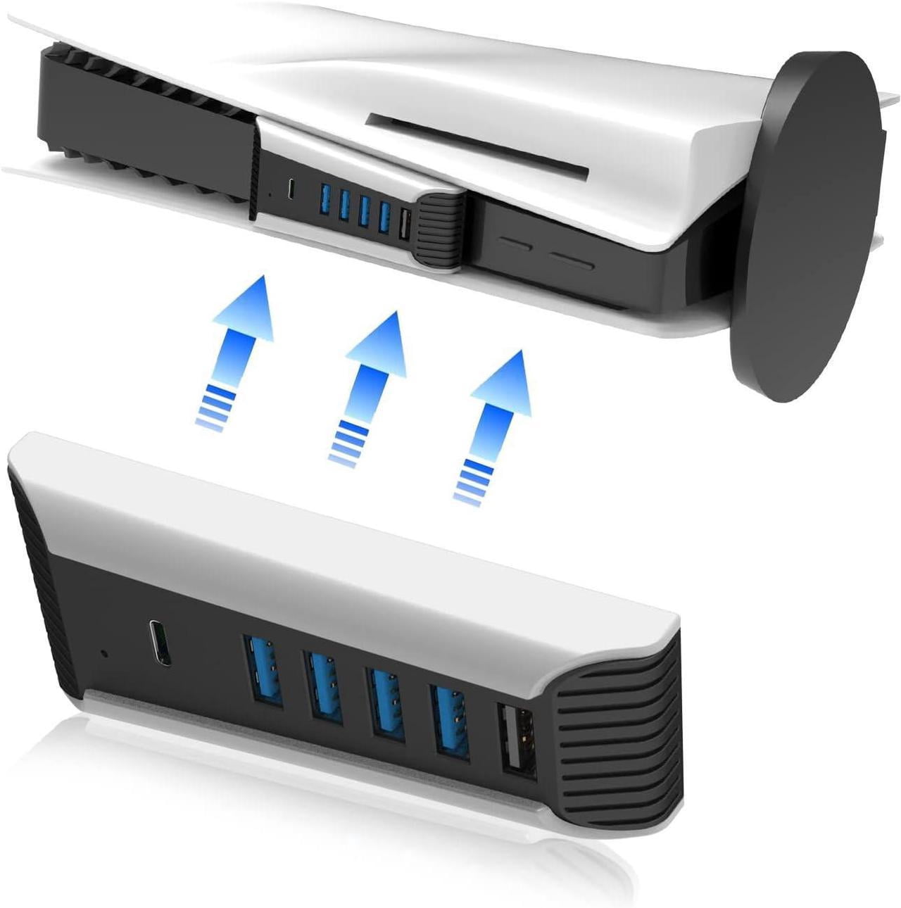 5 Port USB Hub for PS5, 5 in 1 High Speed USB Expansion Hub Charger Splitter Adapter with USB2.0 Type C Ports for PS5 Console