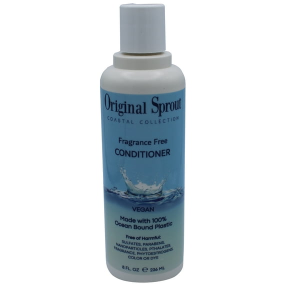Original Sprout Coastal Collection Conditioner, 100% Vegan, Bottles from ocean bound plastics, Fragrance Free, 8oz Bottle