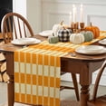 thumbnail image 3 of Orange Striped Table Runner, Autumn Thanksgiving Kitchen Dining Table Decoration for Home Party Decor 13x36 Inches, 3 of 9