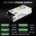 thumbnail image 2 of Fuente de alimentación SWTPWR 12 V 50 A 600 W, convertidor AC/DC, tira LED, 2 of 7