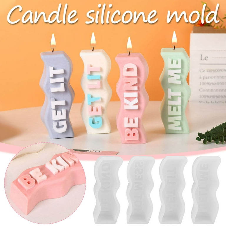 OAVQHLG3B Silicone Candle Molds, Unique Silicone Resin Mold for Pillar  Aromatherapy Candle Soap Wax Making, English Letters Wave Long Strip  Scented