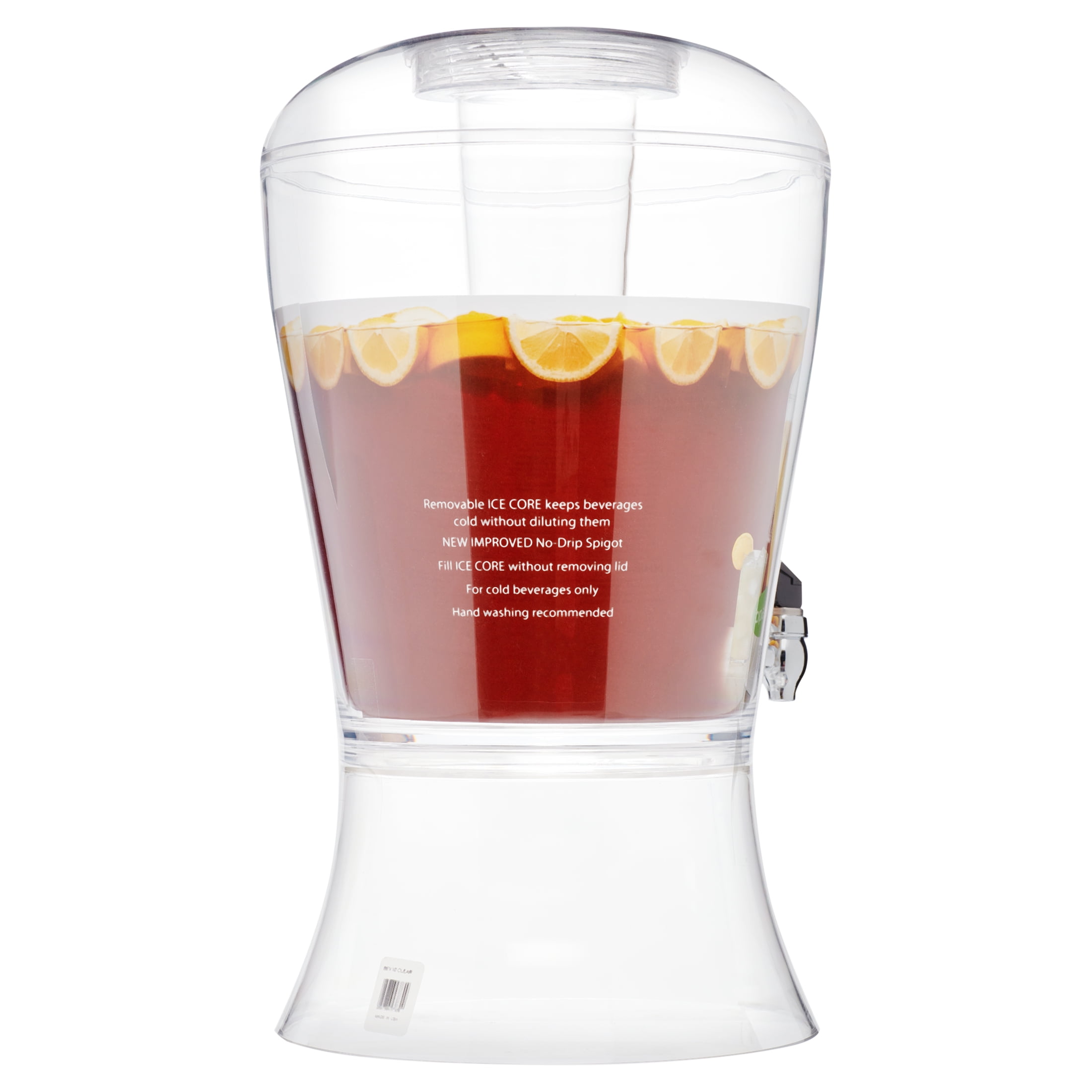 Choice 3 Gallon Acrylic Beverage Dispenser with Ice Core and Fruit Infuser