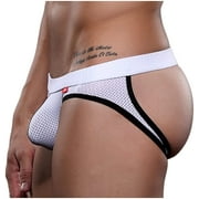 MIZOK Men's Jockstrap Underwear Sexy Mesh Jock Strap White-1 Pc S