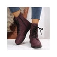 thumbnail image 4 of Crocowalk Womens Comfortable Round Toe Work Boot Walking Slip Resistant Lace Up Ankle Boots Side Zipper Leather Booties Wine Red 7.5, 4 of 9