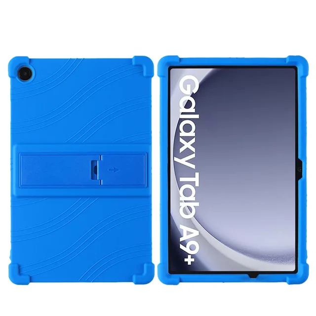 Pour Samsung Galaxy Tab A9 Plus Étui 2023 Tablette 11 Pouces Étui Antichoc pour Galaxy Tab A9 Plus + Support en Silicone Étui de Protection Bleu Profond Tab A9 Plus 11 Pouces
