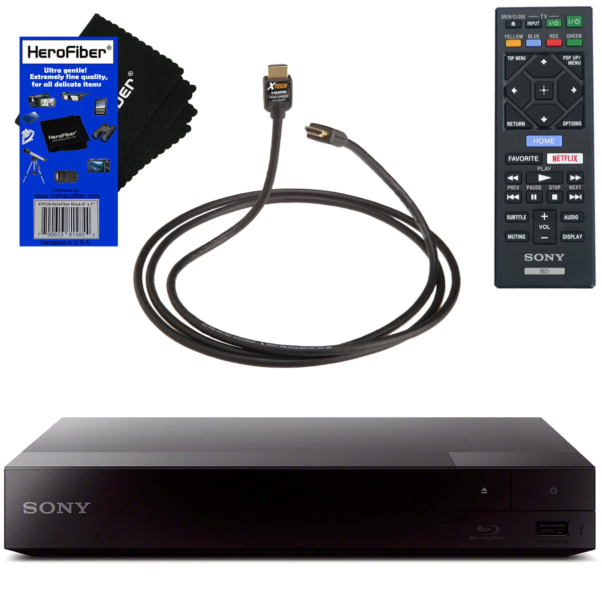 Sony p S3700 Blu Ray Disc Player With Built In Wi Fi Remote Control Bundled With Xtech High Speed Hdmi Cable With Ethernet Xtech Maintenance Kit Herofiber Ultra Gentle Cleaning Cloth Walmart Com
