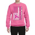 thumbnail image 2 of Wild Bobby Back the Pink American Flag Breast Cancer Awareness Unisex Crewneck Sweatshirt, Neon Pink, Medium, 2 of 6