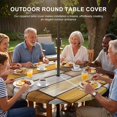 thumbnail image 3 of Round Outdoor Tablecloth with Umbrella Hole and Zipper, Brown Yellow Vintage Tablecloth with Elastic Waterproof, Retro Farmhouse Elegant Pastoral Patio Table Covers for 55" - 60" Picnic Pool Tables, 3 of 9
