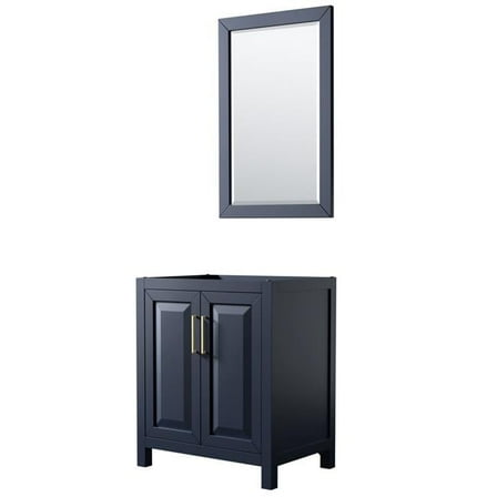 Wyndham Collection  30 in. Single Bathroom Vanity - Dark Blue, No Countertop - No Sink, 24 in. Mirror