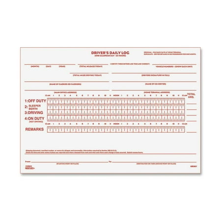 Rediform Drivers Log - Rediform, RED6K681, Driver's Daily Log Book, 1 Each, White