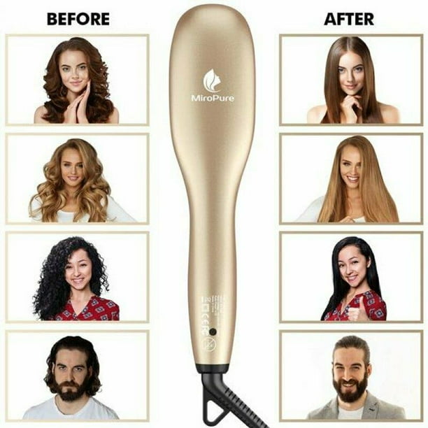 MiroPure 2 in 1 Ionic Hair Straightener Brush with Heat Resistant Glove - MiroPure 2 in 1 Ionic Hair Straightener Brush with Heat Resistant Glove -
