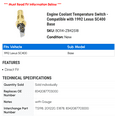 thumbnail image 2 of Engine Coolant Temperature Switch - Compatible with 1992 SC400 Base, 2 of 2