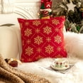 thumbnail image 2 of Beautynvta Christmas Pillow Cover, 18x18 Inch Gold Snowflake Printed Throw Pillowcase, Red Xmas Pillow Cover, Soft Plush Holiday Cushion Cover for Sofa Couch Bed Home Decor, 2 of 6